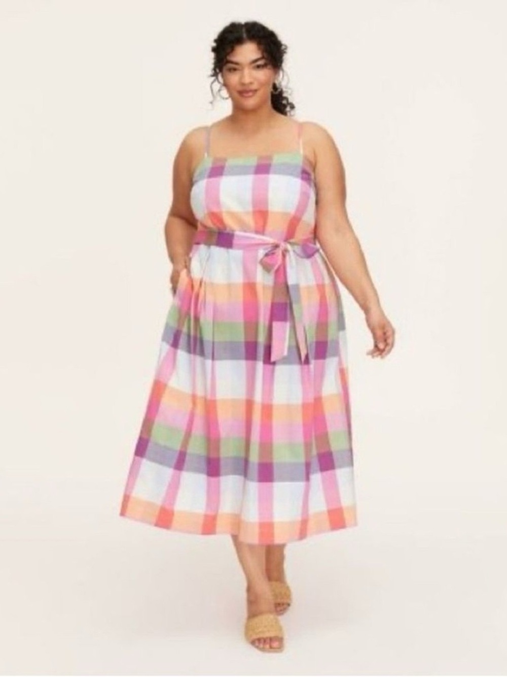 Kate Spade for Target NWT Plus-Size Multicolor Plaid Midi Sundress w/ Belt, xxl